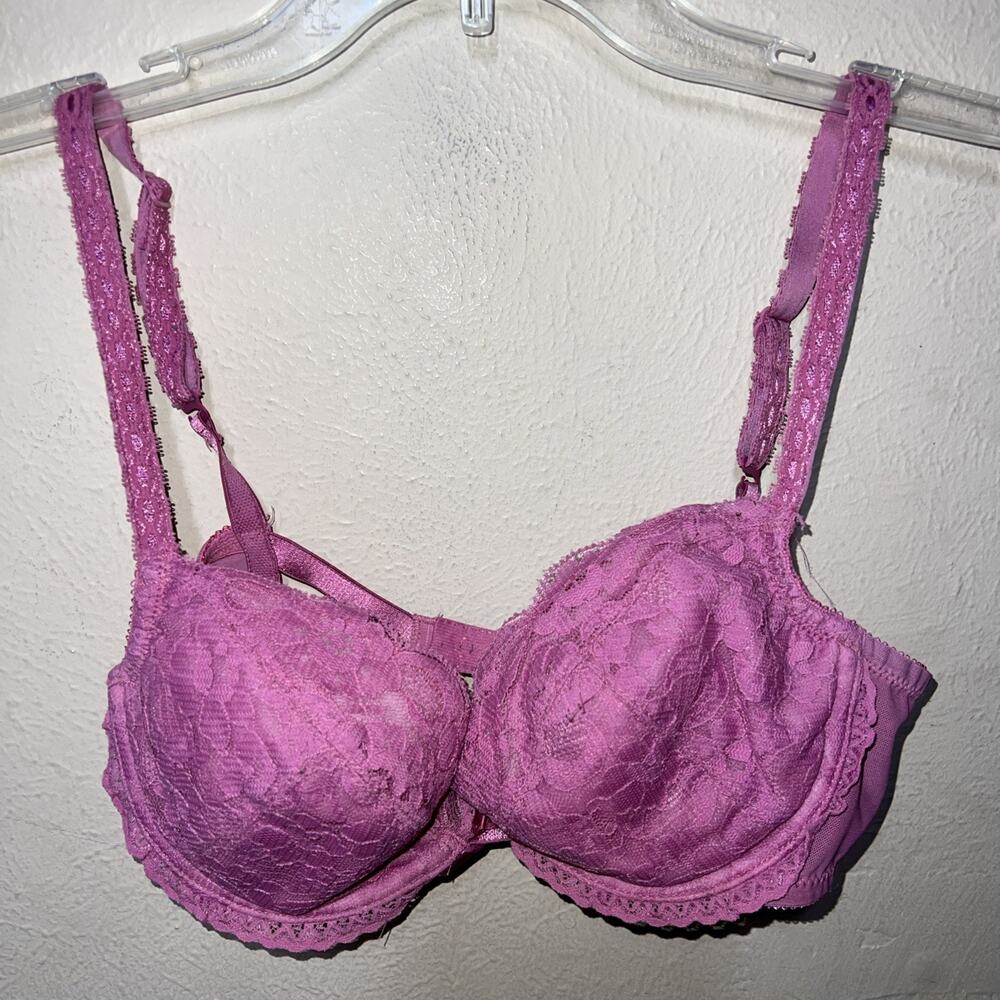 Vintage WONDERBRA Sz 36c Pink Lace Underwire Wonder 7155 Sexy Push Up
